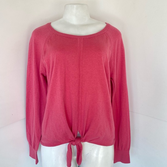 Sanctuary Wild Salmon Tie Front Sweater Blouse - Picture 3 of 6